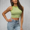 Clearance Damen Tanktop Grün/Weiß O/JK6557 Damen Tops