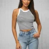 Clearance Damen Tanktop Weiß/Schwarz O/JK6557 Damen Tops