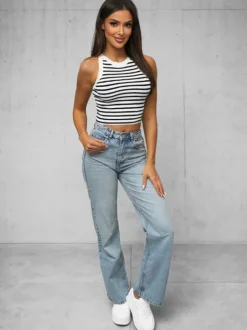 Clearance Damen Tanktop Weiß/Schwarz O/JK6557 Damen Tops