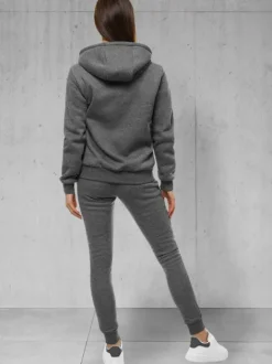 Fashion Damen Trainingsanzug Dunkelgrau 48 Damen Trainingsanzüge Mit Reißverschluss | Trainingsanzüge Mit Kapuze