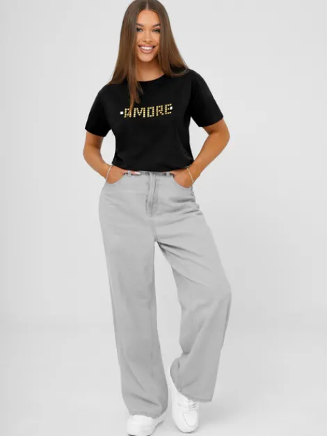 Best Damen T-shirt Schwarz-Gold JS/YJ77716 Damen T-shirts Mit Motiv