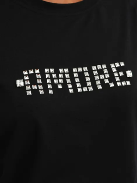 Best Damen T-shirt Schwarz-Silber JS/YJ77716 Damen T-shirts Mit Motiv