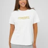 New Damen T-shirt Weiß-Gold JS/YJ77716 Damen T-shirts Mit Motiv
