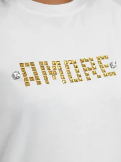 New Damen T-shirt Weiß-Gold JS/YJ77716 Damen T-shirts Mit Motiv