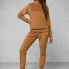 Outlet Damen Velours Sportanzug Camel O/8C1173/157Z Damen Velours Trainingsanzüge | Trainingsanzüge Ohne Kapuze