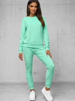 Online Damen Velours Sportanzug Dunkelpfefferminz O/8C1173/139Z Damen Velours Trainingsanzüge | Trainingsanzüge Ohne Kapuze