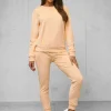 Outlet Damen Velours Sportanzug Lachsrot O/8C1173/150Z Damen Velours Trainingsanzüge | Trainingsanzüge Ohne Kapuze