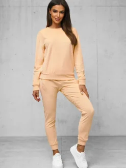 Outlet Damen Velours Sportanzug Lachsrot O/8C1173/150Z Damen Velours Trainingsanzüge | Trainingsanzüge Ohne Kapuze