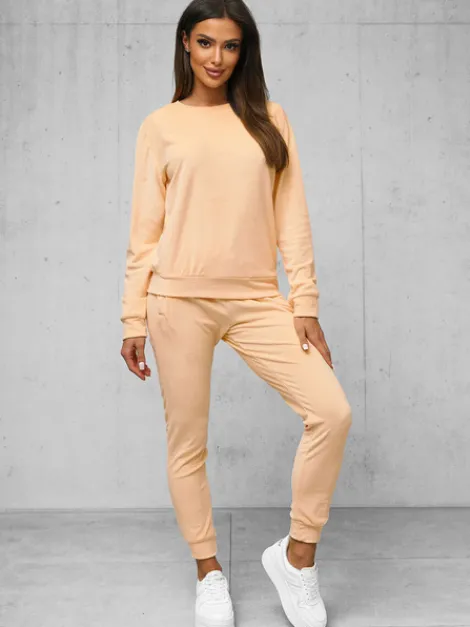 Outlet Damen Velours Sportanzug Lachsrot O/8C1173/150Z Damen Velours Trainingsanzüge | Trainingsanzüge Ohne Kapuze