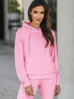 Best Damen Velours Sportanzug O/8C1175/38 Damen Velours Trainingsanzüge | Trainingsanzüge Mit Kapuze