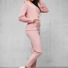 Discount Damen Velours Sportanzug Dunkelrosa JS/35C1612/20 Damen Velours Trainingsanzüge