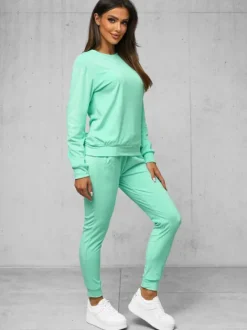 Online Damen Velours Sportanzug Dunkelpfefferminz O/8C1173/139Z Damen Velours Trainingsanzüge | Trainingsanzüge Ohne Kapuze