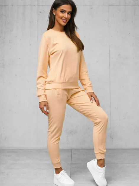 Outlet Damen Velours Sportanzug Lachsrot O/8C1173/150Z Damen Velours Trainingsanzüge | Trainingsanzüge Ohne Kapuze