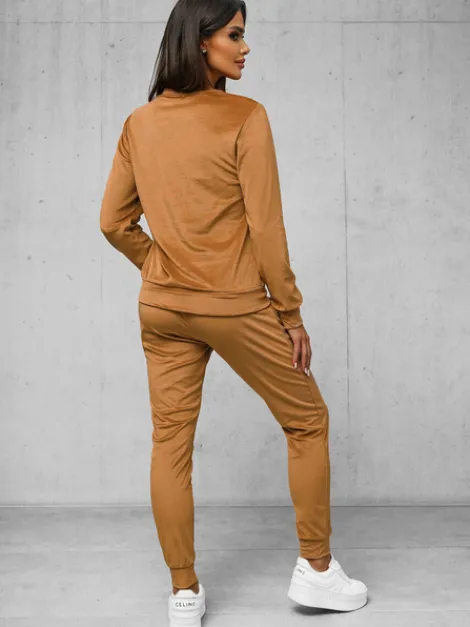 Outlet Damen Velours Sportanzug Camel O/8C1173/157Z Damen Velours Trainingsanzüge | Trainingsanzüge Ohne Kapuze