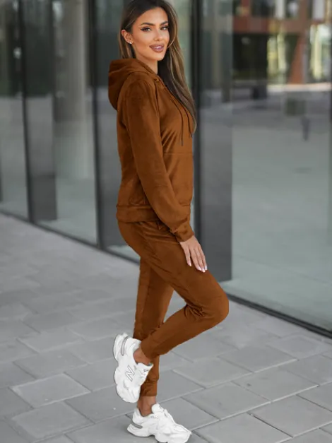 Fashion Damen Velours Sportanzug O/8C1175/33 Damen Velours Trainingsanzüge | Trainingsanzüge Mit Kapuze