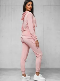 Discount Damen Velours Sportanzug Dunkelrosa JS/35C1612/20 Damen Velours Trainingsanzüge