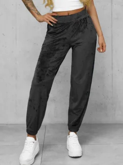 Fashion Damen Velours Sporthose Anthrazit JS/92K528/5 Damen Velour Hosen | Sporthosen