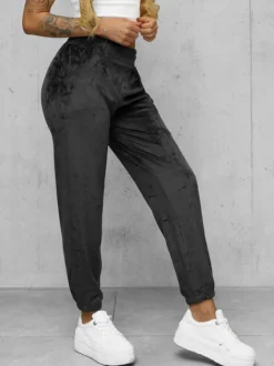 Fashion Damen Velours Sporthose Anthrazit JS/92K528/5 Damen Velour Hosen | Sporthosen