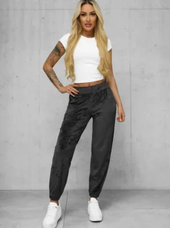 Fashion Damen Velours Sporthose Anthrazit JS/92K528/5 Damen Velour Hosen | Sporthosen
