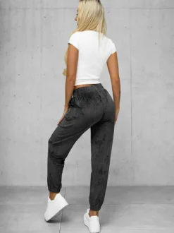 Fashion Damen Velours Sporthose Anthrazit JS/92K528/5 Damen Velour Hosen | Sporthosen