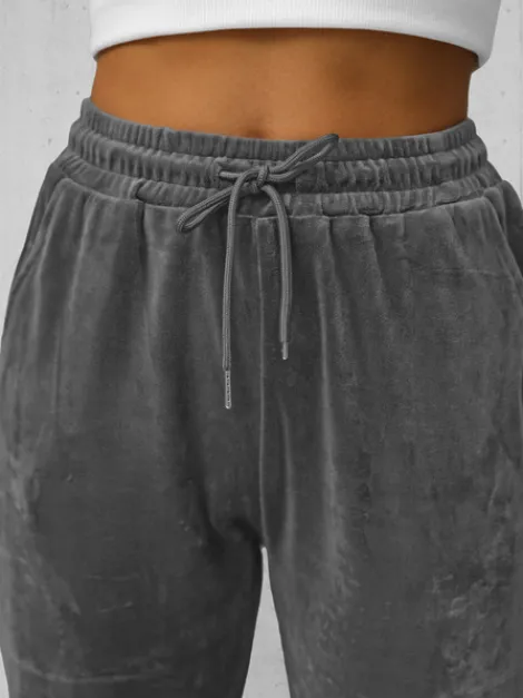 Hot Damen Velours Sporthose Anthrazit JS/8K1532/6 Damen Velour Hosen | Sporthosen