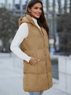 Outlet Damen Weste Camel JS/M721/84Z Damen Kapuzenwesten | Steppwesten