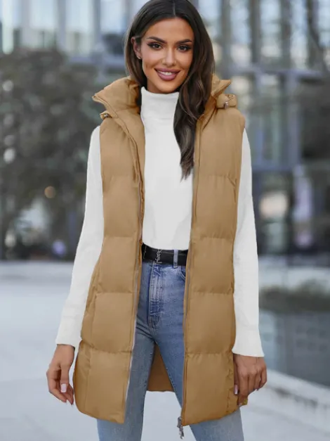 Outlet Damen Weste Camel JS/M721/84Z Damen Kapuzenwesten | Steppwesten