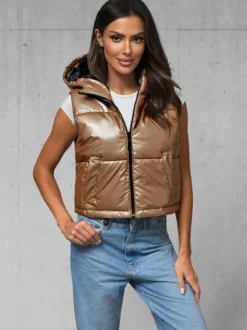 Outlet Damen Weste Gold JS/5M3190/84 Damen Kapuzenwesten | Steppwesten