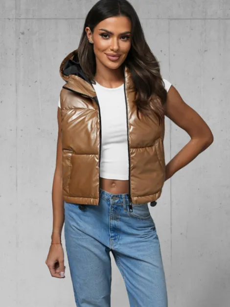 Outlet Damen Weste Gold JS/5M3190/84 Damen Kapuzenwesten | Steppwesten