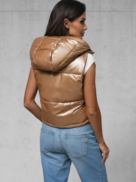 Outlet Damen Weste Gold JS/5M3190/84 Damen Kapuzenwesten | Steppwesten