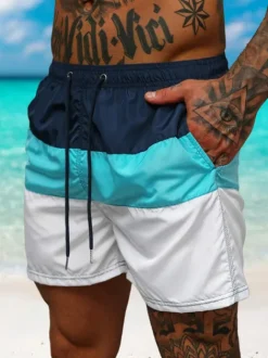 Sale Herren Badeshorts Dunkelblau/Weiß JS/17K567/7 Herren Badeshorts