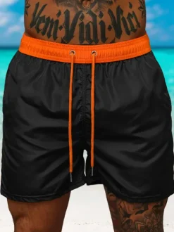 Discount Herren Badeshorts Schwarz/Orange JS/17K561/6 Herren Badeshorts