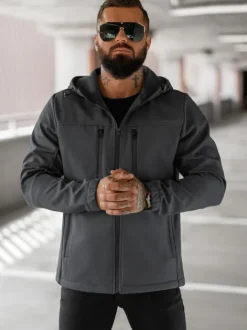 Hot Herren Übergangsjacke Dunkelgrau JS/27B6525/5Z Herren Softshelljacken | Übergangsjacken