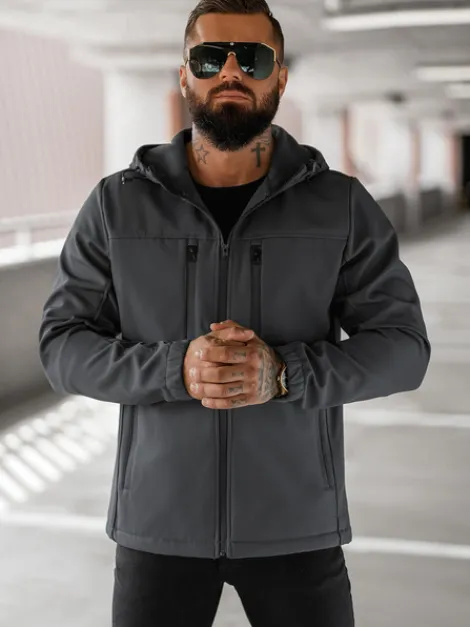 Hot Herren Übergangsjacke Dunkelgrau JS/27B6525/5Z Herren Softshelljacken | Übergangsjacken