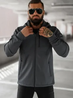 Sale Herren Übergangsjacke Dunkelgrau JS/27B6529/5Z Herren Softshelljacken | Übergangsjacken