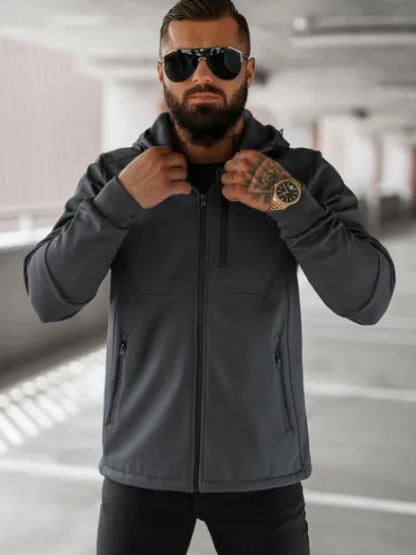 Sale Herren Übergangsjacke Dunkelgrau JS/27B6529/5Z Herren Softshelljacken | Übergangsjacken