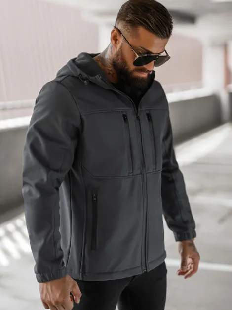 Hot Herren Übergangsjacke Dunkelgrau JS/27B6525/5Z Herren Softshelljacken | Übergangsjacken