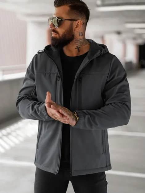Hot Herren Übergangsjacke Dunkelgrau JS/27B6525/5Z Herren Softshelljacken | Übergangsjacken