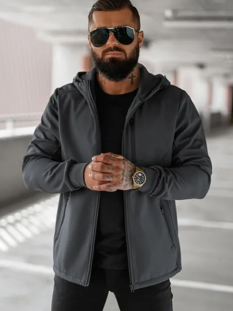 Sale Herren Übergangsjacke Dunkelgrau JS/27B6529/5Z Herren Softshelljacken | Übergangsjacken