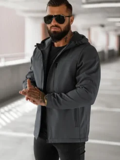 Hot Herren Übergangsjacke Dunkelgrau JS/27B6525/5Z Herren Softshelljacken | Übergangsjacken