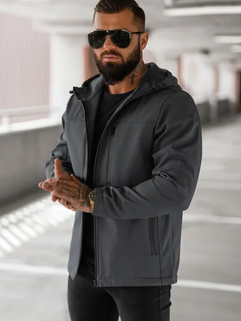 Hot Herren Übergangsjacke Dunkelgrau JS/27B6525/5Z Herren Softshelljacken | Übergangsjacken