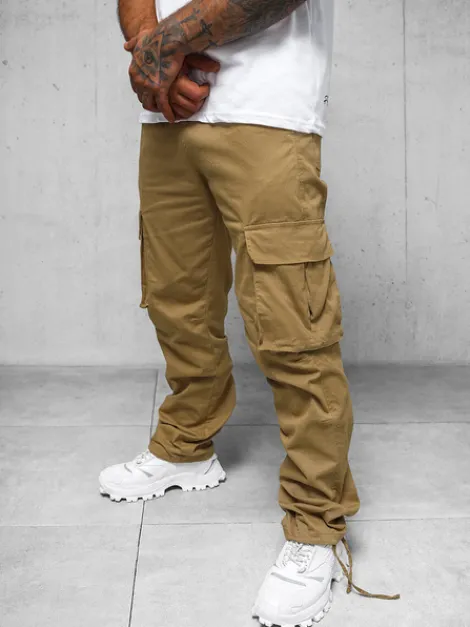 Best Herren Cargohose Camel O/G3179Z Herren Weite Herrenhosen | Cargohosen