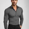Clearance Herren Hemd Anthrazit O/V141 Herren Langarm Hemden