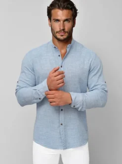 Best Herren Hemd O/V157 Herren Langarm Hemden | Stehkragenhemden