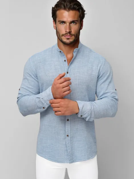 Best Herren Hemd O/V157 Herren Langarm Hemden | Stehkragenhemden