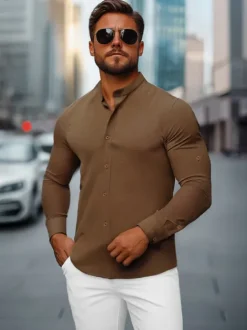 Sale Herren Hemd O/V104Z Herren Langarm Hemden | Stehkragenhemden