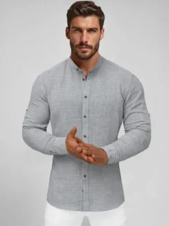 New Herren Hemd O/V146 Herren Langarm Hemden | Stehkragenhemden