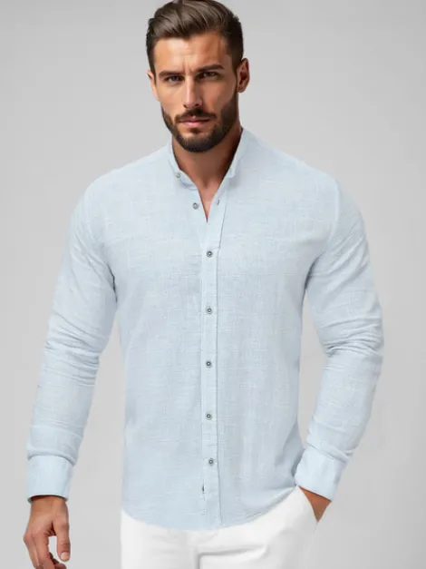 New Herren Hemd O/V150 Herren Langarm Hemden | Stehkragenhemden