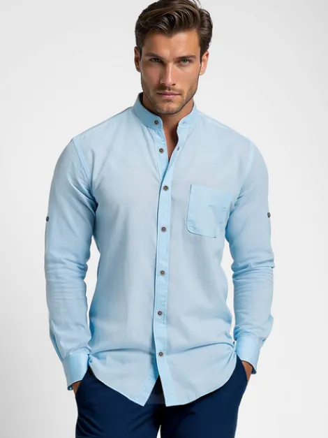 Outlet Herren Hemd O/V168 Herren Langarm Hemden | Stehkragenhemden