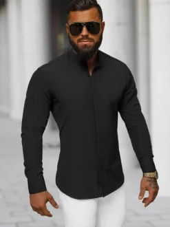 Clearance Herren Hemd O/V111 Herren Langarm Hemden | Stehkragenhemden